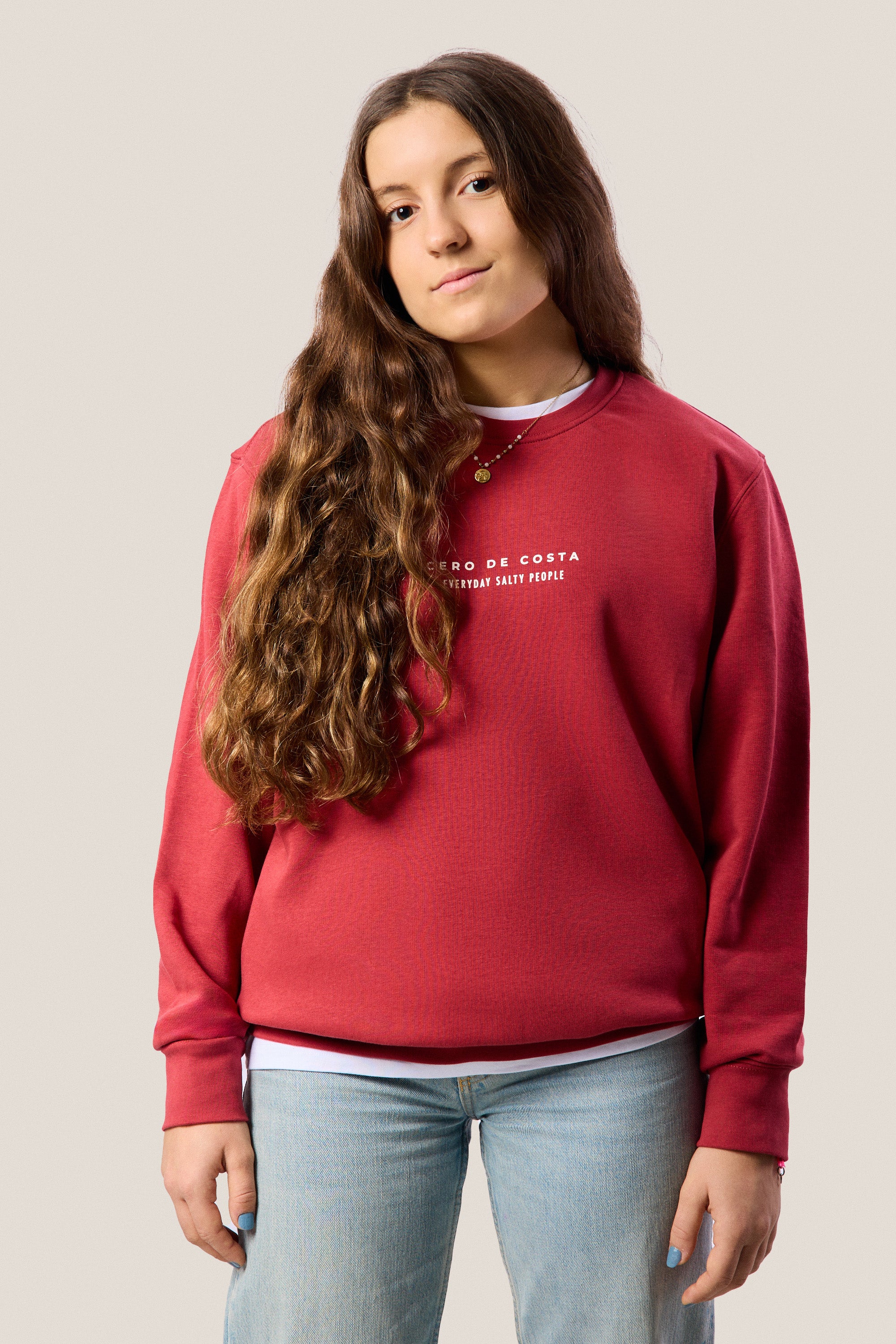 SUDADERA ROJO/BLANCO "CERO DE COSTA" PLAYAS SURF